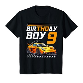Kids Birthday Boy 9 years Race Car 9th Birthday Racing Car T-Shirt