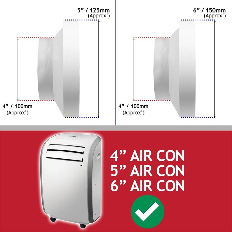 SPARES2GO Klimaanlagen-Außenlüftungsset 4" 5" 6" 100mm 125mm 150mm Universelles Außenwand-Lüftungsset