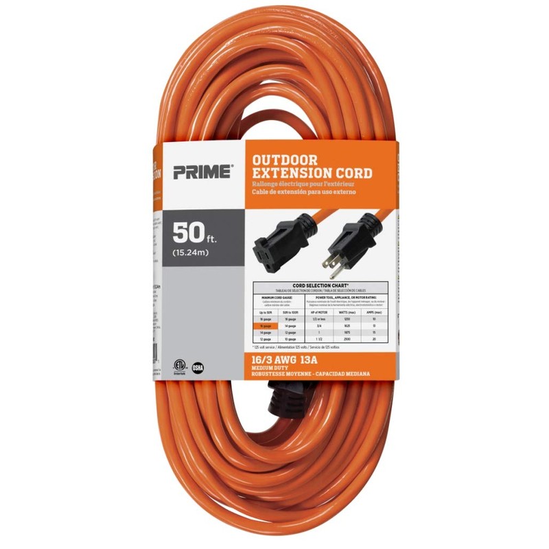 Prime Wire & Cable EC501630 50-Foot 16/3 SJTW Medium Duty