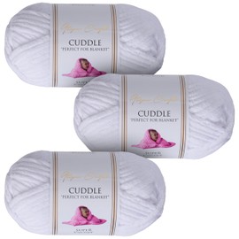 Utopia Crafts Cuddle Super Chunky Chenille Soft Yarn for Knitting and Crochet 3X 100g (White)