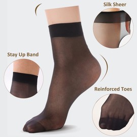 YAGAXI Women's Everyday Sheer Ankle Nylon pop socks - 12 Pack 20D Reinforced Toe with Comfort Top Hosiery（6skin color + 6black）