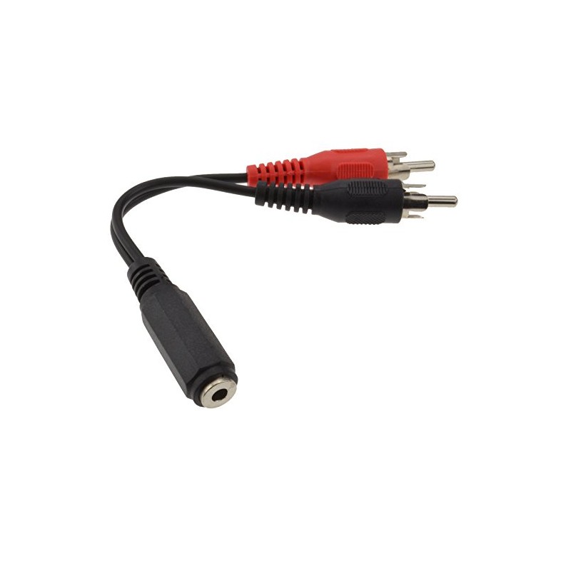 3.5mm Stereo Jack Socket to Twin Phono RCA Plugs Adapter