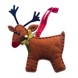 Rudolph the Red-Nosed Soft Felt Reindeer Hanging Ornament Christmas Rudolph Reindeer Hanging Decoration Xmas Tree Hanging Ornament (Brown)