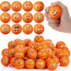 Libima 120pcs Mini Face Basketball Stress Balls Bulk 2 Inch Small Sports Squeeze Foam Balls for Anxiety Relief Funny Toy Party Favors Carnival Rewards Prizes Birthday Gift Decoration School Supplies