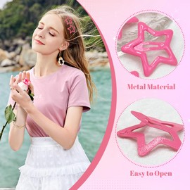 Pack of 30 Pink Star Hair Clips for Girls, Star Shape Snap Hair Clips, Non-Slip Star Hair Clips, Cute Metal Star Hair Clips for Children, Girls, Women