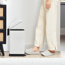 GAOMON Stainless Steel Trash Can, M7 12L Capacity, 30x24x44cm, Durable Kitchen Bathroom Bin, Anti-Stain Hand Design Garbage Can, White