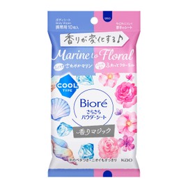 Biore Smooth Powder Sheet, Refreshing Marine to Fluffy Floral Scent, Portable, Pack of 10, Other Main Units