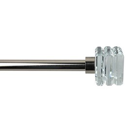 Urbanest 1-inch Diameter Basilica Crystal Adjustable Single Drapery Curtain Rod, 48-inch to 84-inch, Brushed Steel