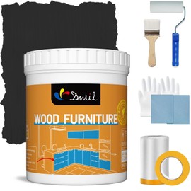DWIL Acrylic Wood Paint for Furniture - Semi-Gloss Paint Suitable for Wood Surface Renovation, Water-Based All match Paint, Non-Toxic & Odorless, Eco-Friendly & Healthy (32oz, Black)