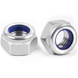 DIN985 Hexagon Nuts M10, Leryati Pack of 10 Locking Nuts Stainless Steel Standard A2 V2A M10 Nut, Self-Locking Nuts Stop Nuts, Hex Stainless Steel Nut Stop Nuts Lock Nuts Set