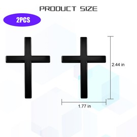 Sandfren 2PCS Metal Jesus Christ Cross Badge Car Stickers, 1.8" x 2.5" Alloy 3D Self-Adhesive Vehicle Emblem Decal for Covering Scratches, Auto Trunk Tail Decoration, Universal Fit (Black)