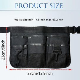 MOODKEY Tool Apron, 12.9x9Inch Garden Apron Adjustable Belt Utility Waist Pack Multi Compartment Suitable for Use in Restaurants, Gardening, Nursing,Construction Work