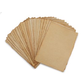 FAUSTA Cotton Handmade Vintage Textured Paper 50 Sheets (150 GSM) 11.69 X 8.27 in (A4), Deckle Edge Antique Paper for Sketching, Drawing, Invitations, Arts and Crafts, Watercolor/Mixed Media Paper