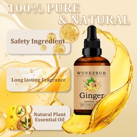 Wuvezrub Ginger Essential Oil 120ML - 100% Pure and Natural Oils for Aromatherapy Diffuser - 4 Fl Oz/Ginger