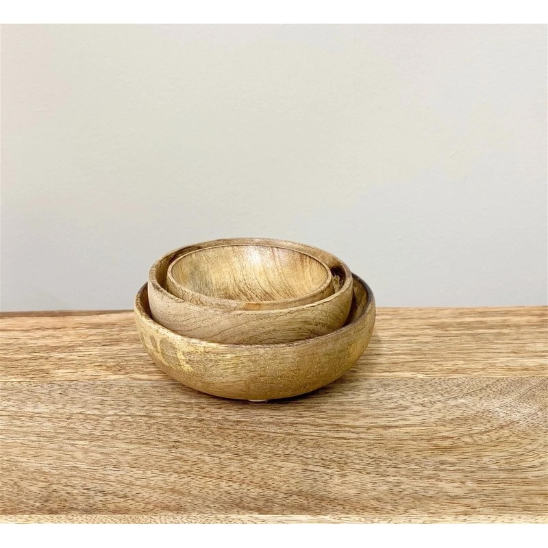 Geko Mango Wood Round Bowls Three Piece
