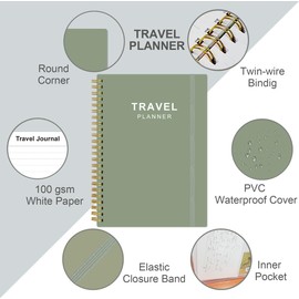 Travel Journal for Women & Men, Vacation & Road Trip Planner Organizer, Travel Notebook for 6 Trips, Trip Planner Gift to Record Memories and Adventures from Special Trips, 5.8" x 8.5", Cyan