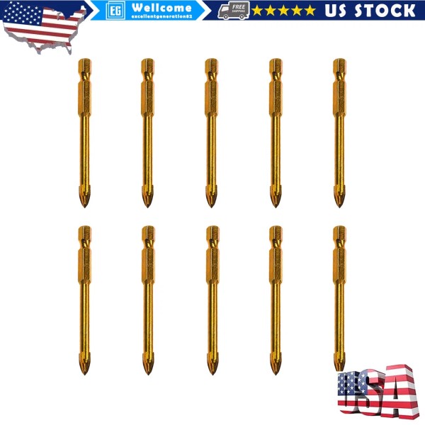 Unbranded 10x 6mm Titanium Ceramic Tile Marble Glass Drill Bit