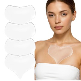 4 Stück Dekoltee Pads Antifalten, Herzförmige Silikonpads für Hautpflege, Wiederverwendbare Brustpads für Frauen, Ideal für Nachtpflege und Reisen
