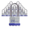 XanHen Laminated Steel Padlocks, 24 Pack, Blue, Keyed Alike, Long
