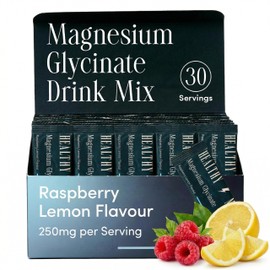Healthy Metal Magnesium Drink Mix Sachets for Sleep, Relaxation & Daily Support, Magnesium Glycinate Powder, Raspberry Lemon Flavour, Easy to Mix Supplement, 30 Sachets