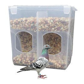 Automatic Pigeon Bird Feeder Water, Plastic Feeder Water Dispenser Drinkers for Cage, No Mess Hanging Parrot Food Bowl Container, Cage Accessories for Parakeet Quail Bird Chicken (2 Hole-Hook)