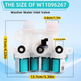 WLCSNG W11096267 W11165546 Washer Water Inlet Valve Compatible with Whirlpool,Maytag, Kenmore Washing Machine,Water Inlet Valve Replacement for Parts 33090105,W1059942,W10599423,4545980.
