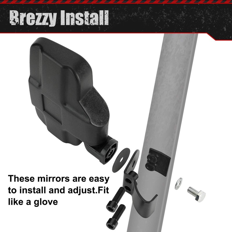 Ranger Side Mirrors - UTV Sideview Mirror with Profit/Profile Clamp