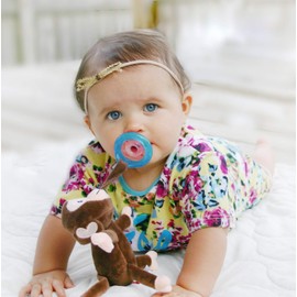 Nuby Natural Flex Cherry Pacifier with Snoozie Combo Set, Monkey, 0-6 Months