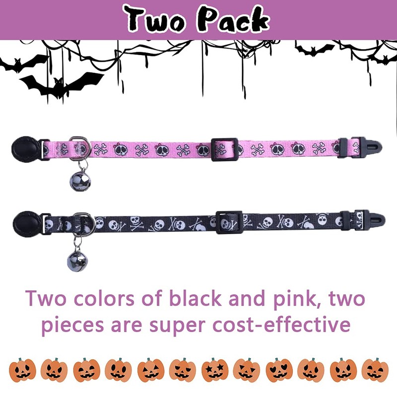 PUPTECK Breakaway Cat Collar with Bell Charm, 2 Packs Adjustable