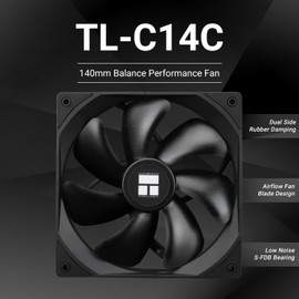 TR-TL-C14C CPU Fan, S-FDB Bearing Case Fan with 4-PWM Control, Low Noise PC Fan, 140mm Computer Chassis Fan, CPU Cooler Fan|Black(TL-C14C)