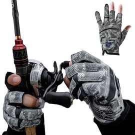 2XK-NOV Non-Slip Fishing Gloves, Cycling Gloves Summer, Landing Glove Half Finger for Men Women, Hunting Gloves for Fishing, Ice Fishing, Hunting (Light Grey, L)