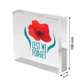stika.co Red Poppy, Lest We Forget Acrylic Block - Remembering Our Heroes - Tribute for Remembrance Day, Anzac Day, Armistice Day - Inspirational Ornament, tribute to Fallen Soldiers and War Heroes