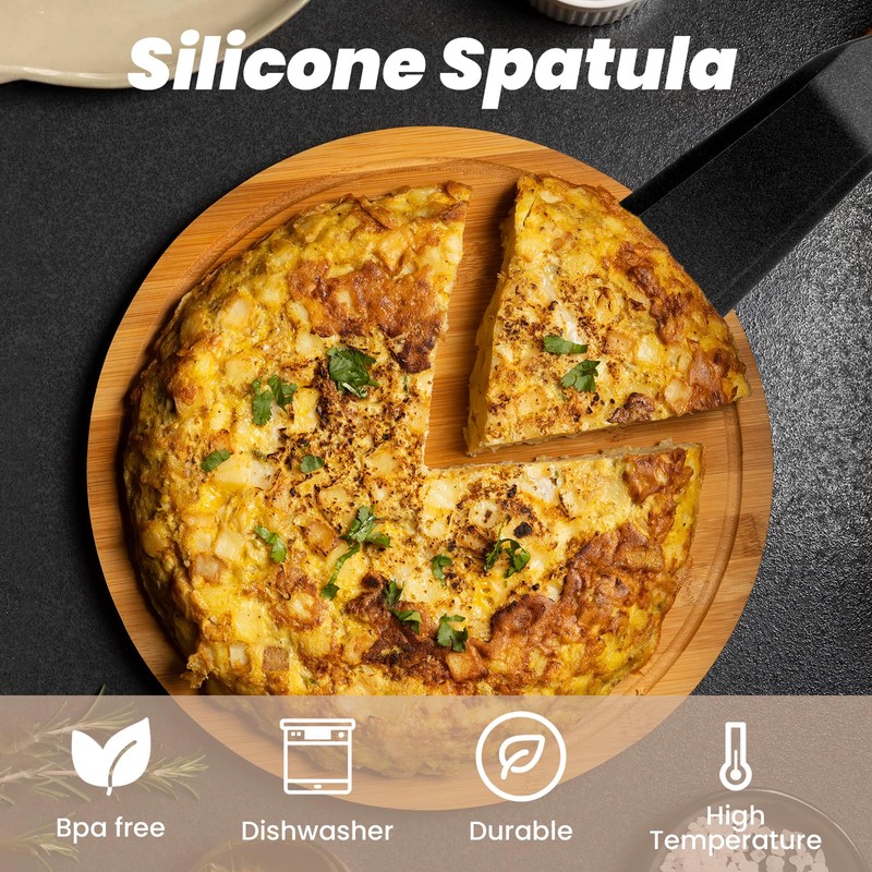 Nogeqi Silicone Turner Spatula, Heat-Resistant Long Flat Spatula, Non Stick