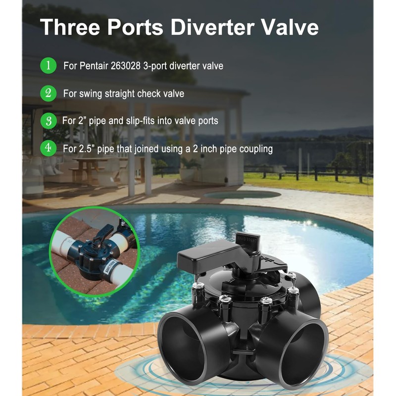 2 Inch 3 Way Valve Replacement for Pentair 263028 Valve,