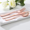 WDF 300 Pieces Rose Gold Plastic Silverware- Disposable Flatware Set