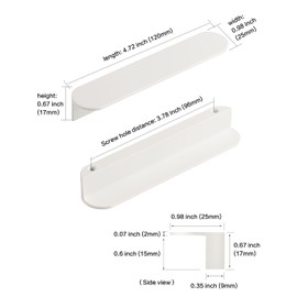 funifiti 5 Pack Matte White Kitchen Cabinet Handles 3.8 Inch(96mm) Hole Center Modern Minimalist Furniture Drawer Pulls Hardware