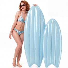 2 Pcs Inflatable Surfboard Decorations, Macaron Color Pool Floats, Blow-up Pastel Surfboard for Hawaiian Beach Summer Pool Sea Party Props (Blue,33 Inch,57 Inch)