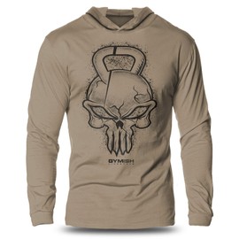 Gymish Lifestyle Bodybuilder Gym Reaper Skull Full Sleeves Lightweight Workout Hooded for Mens (SM, Gym Reaper Hooded Khaki)