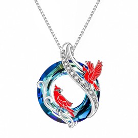 POIUY Cardinal Gifts for Women Necklace White Gold Plated Red Cardinal Bird Pendant Necklaces Jewelry Gifts for Women Her Mom Daughter Wife Anniversary Birthday Christmas Presents Ideas