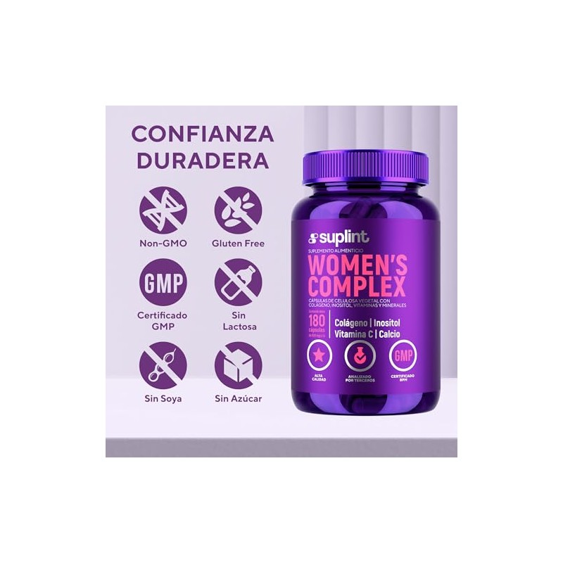Vitaminas para Mujer con Colágeno Hidrolizado, Inositol, Biotina, Ácido Fólico