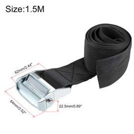 sourcing map Tie Down Strap Cam Buckle Lashing Strap 2" x 5Ft 1100lb 500Kg Load Polypropylene for Moving Securing Cargo, Black