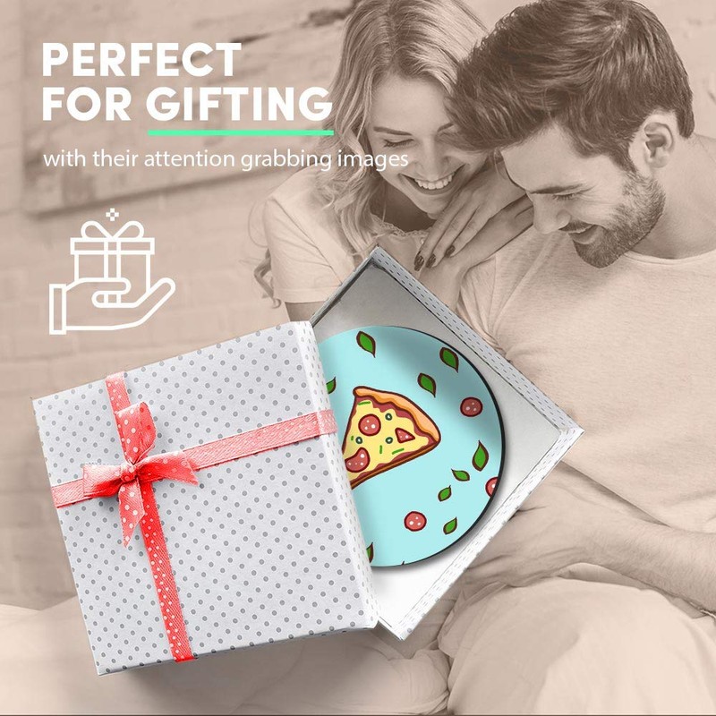 1 x Round MDF Magnet - Pizza Slices Junk Food