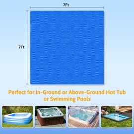 AllAreN Hot Tub Bubble Cover, 7x7 Foot Hot Tub Thermal Blanket Square Solar Cover Insulation Blanket for Outdoor Hot Tub