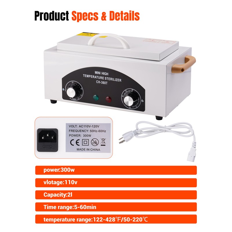 High-Temperature Cleaning Box for Metal Tools, 1.5L Capacity Dry Heat