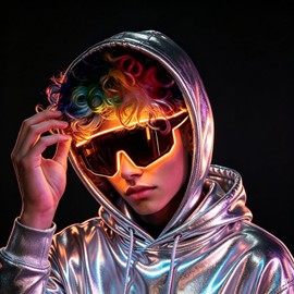 MAYTOTE Halloween Luminous Glasses, Glow in the Dark Glasses, Cosplay, Costume, LED Glasses, Christmas, Party, Birthday, Present, Sunglasses (Orange)