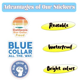 50 PCS Blue Collar Stickers,Funny Hard Hat Stickers for Adults,Vinyl Waterproof Decal for Tool Box,Helmet,Water Bottle,Blue Collar Gifts for Mechanics,Electricians,Welders,Constructions