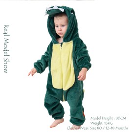 Boys Girls Baby Infant Romper Animal Pattern Unicorn Lion Bear Panda Bunny Bull Dinosaur Crocodile Onesie Pyjamas Sleepsuit Outfit Bodysuits Soft Fleece Extra Thickness (Crocodile, 24-36 Months)