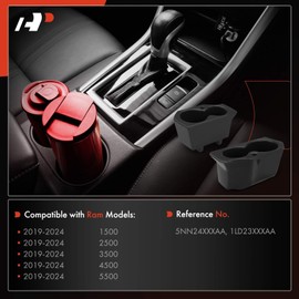 A-Premium Cup Holder Compatible with Ram 1500, 2500, 3500, 4500, 5500, 2019-2024, Door Panel Left and Right Side, Black