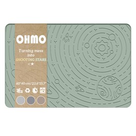 OHMO Dog Food Mat, Silicone Waterproof Cat Food Mat, Non-Skid Spill Proof Pet Feeding Mat for Food and Water, Easy to Clean Dog Placemat(Sage Green, 23.6" x 15.8")