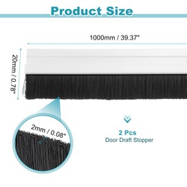 uxcell 2 Pcs Door Draft Stopper Adhesive Door Weather Stripping Door Bottom Seal Strip Under Door Sweep with Brush for Cold Insulation Dust Noise Blocker (39.4" L x 0.8" W, White)